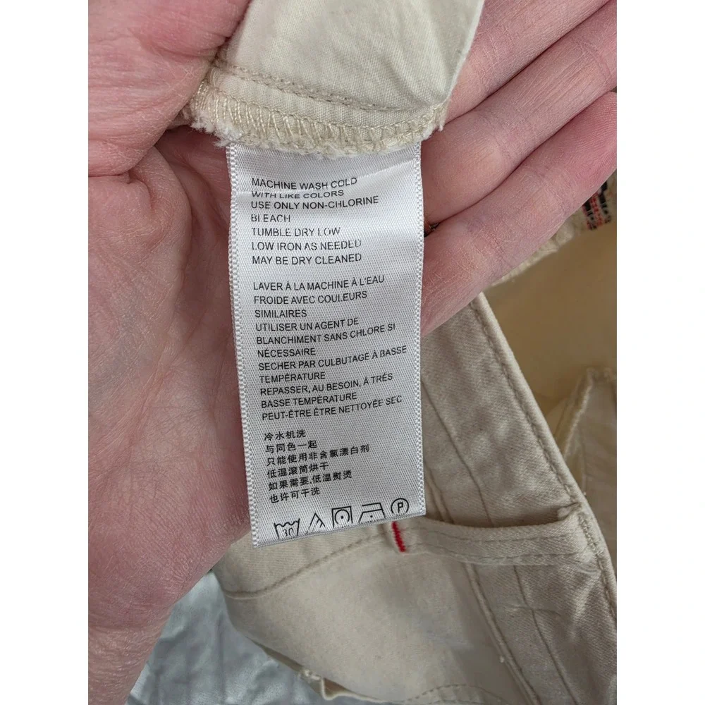 Anthropologie Pilcro Slim Boyfriend Denim Jean Shorts Cream Button Fly Sz 28 - Picture 5 of 16